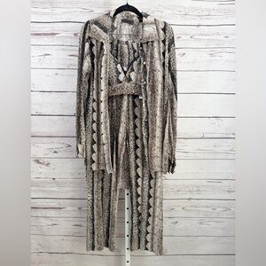 Galita 3-Piece Neutral Snake Print Lounge Set Size Medium